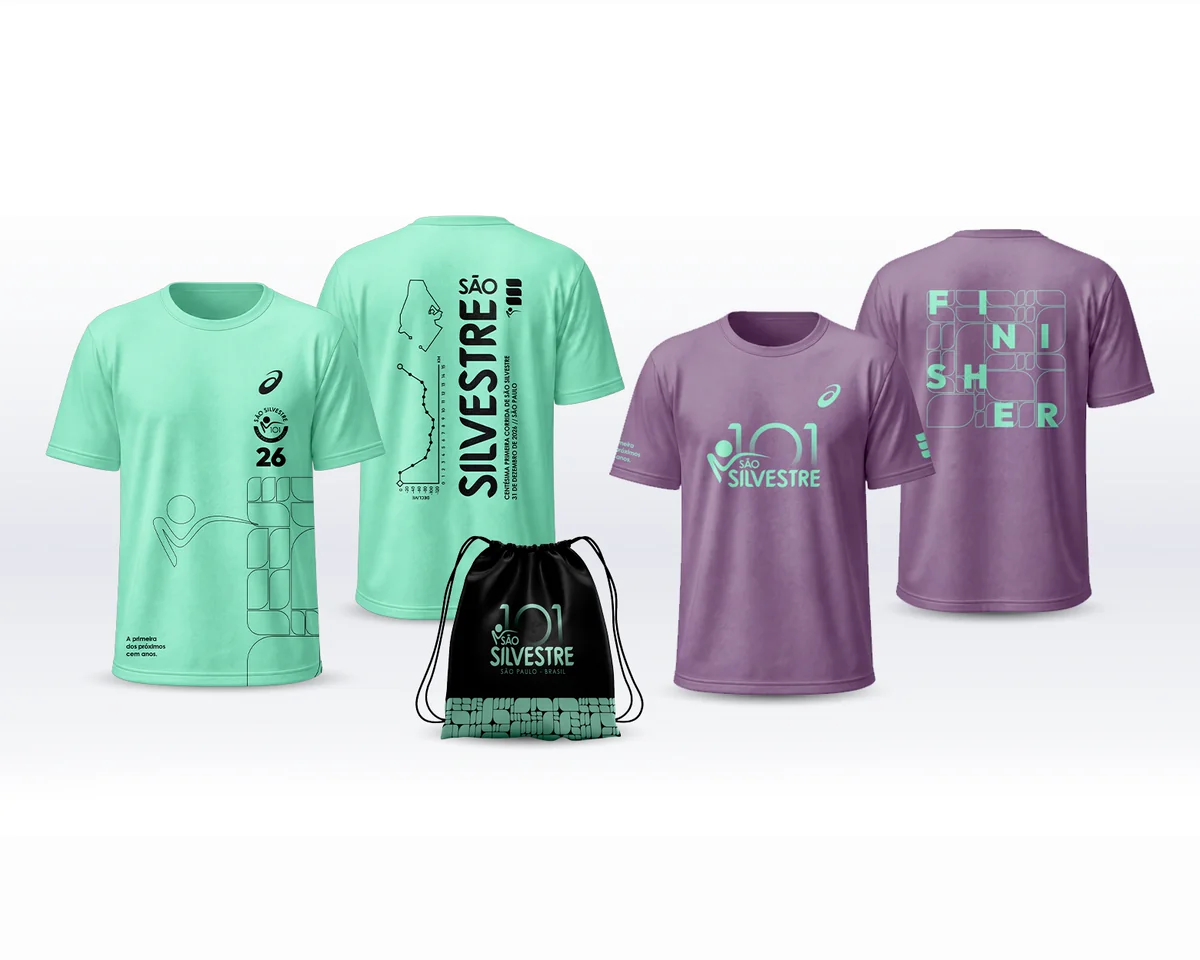 Camisetas oficial e finisher e sacochila do Kit Intermediário